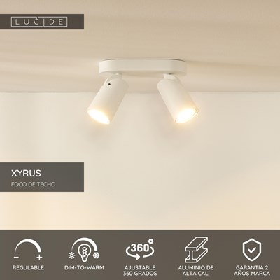 Lucide XYRUS - Foco de techo - LED Dim to warm - GU10 - 2x5W 2200K/3000K - Blanco